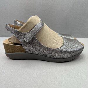Womens 6.5-7 / EU 37 Dansko Marcy Sandals Pewter Leather Slingback Open Toe